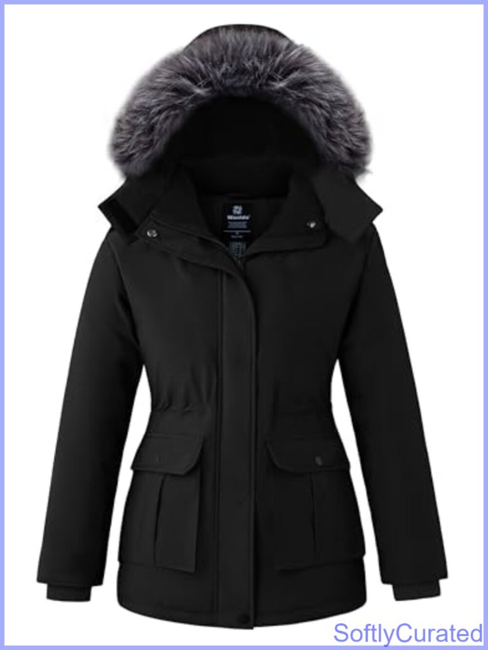 Winter Puffer Parka Jacket Removable Fur Hood